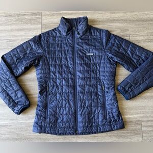 Patagonia Nano Puff Jacket Womens Medium Navy Blue Puffer Coat Excellent Conditi